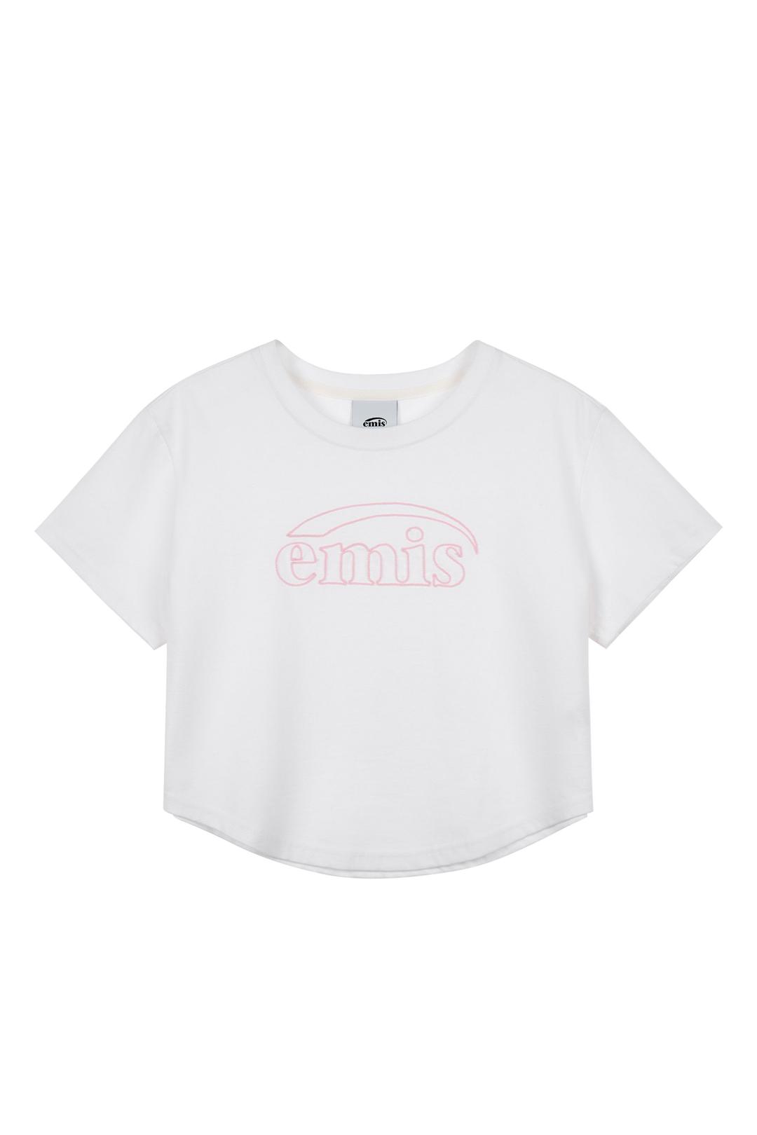 CHAIN STITCH T-SHIRT-WHITE/PINK