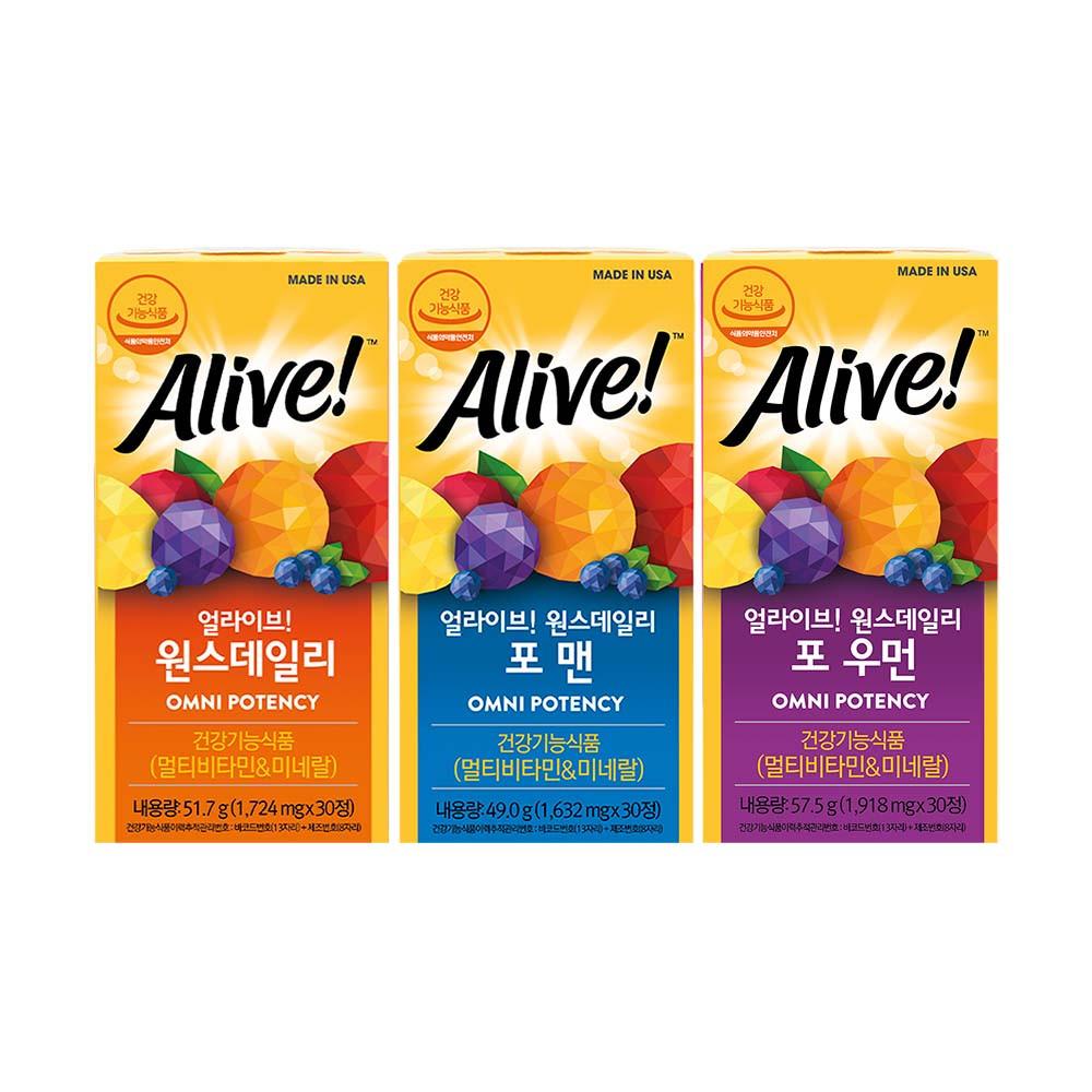 얼라이브 원스데일리 30정 1+1 멀티 포맨 포우먼 비타민앤미네랄 남성 여성 비타민B