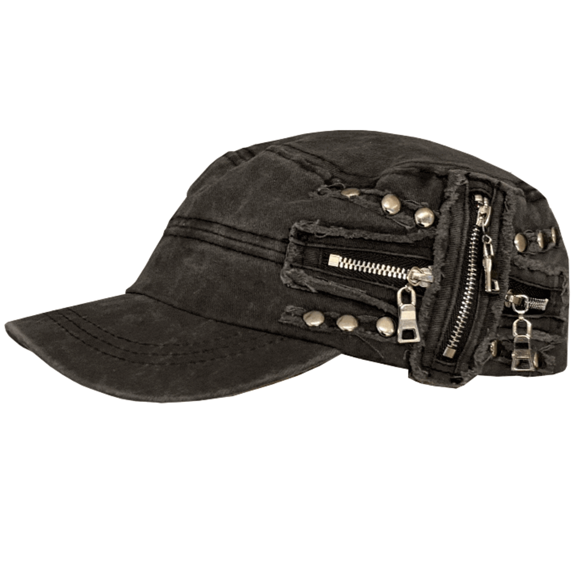 Zipper Stud Cap (Charcoal/White)