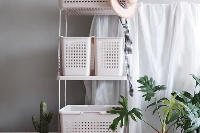 이동식 빨래바구니 수납형(더블 와이드 3단) A형