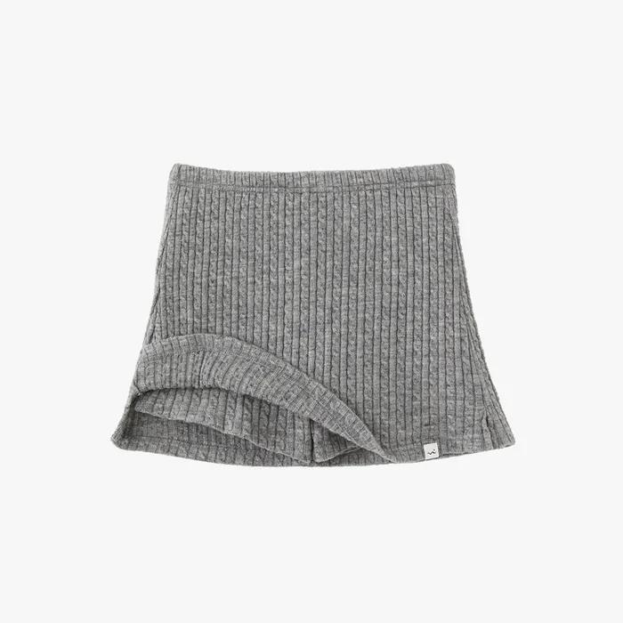 Cable Knit Mini Skirt Shorts - Grey