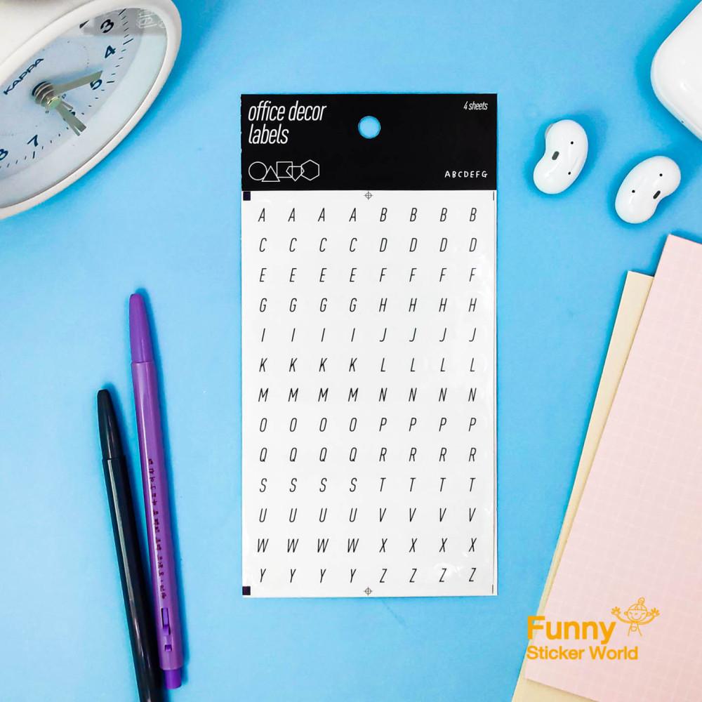퍼니스티커 팬시 라벨 스티커 오피스데코 PT-001 ABCEDFG 알파벳 PET 스티커