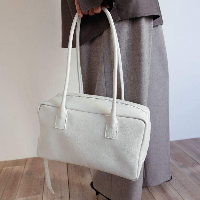 Leather Soft Square Bag (Ivory)