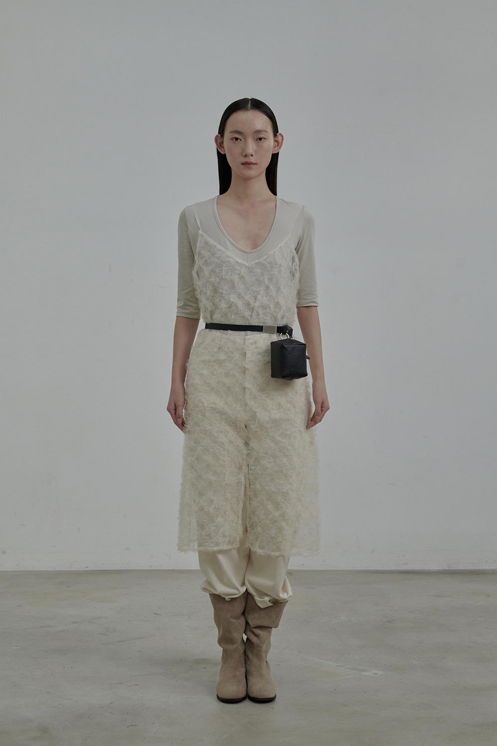 Sue sheer slip dress-Cream