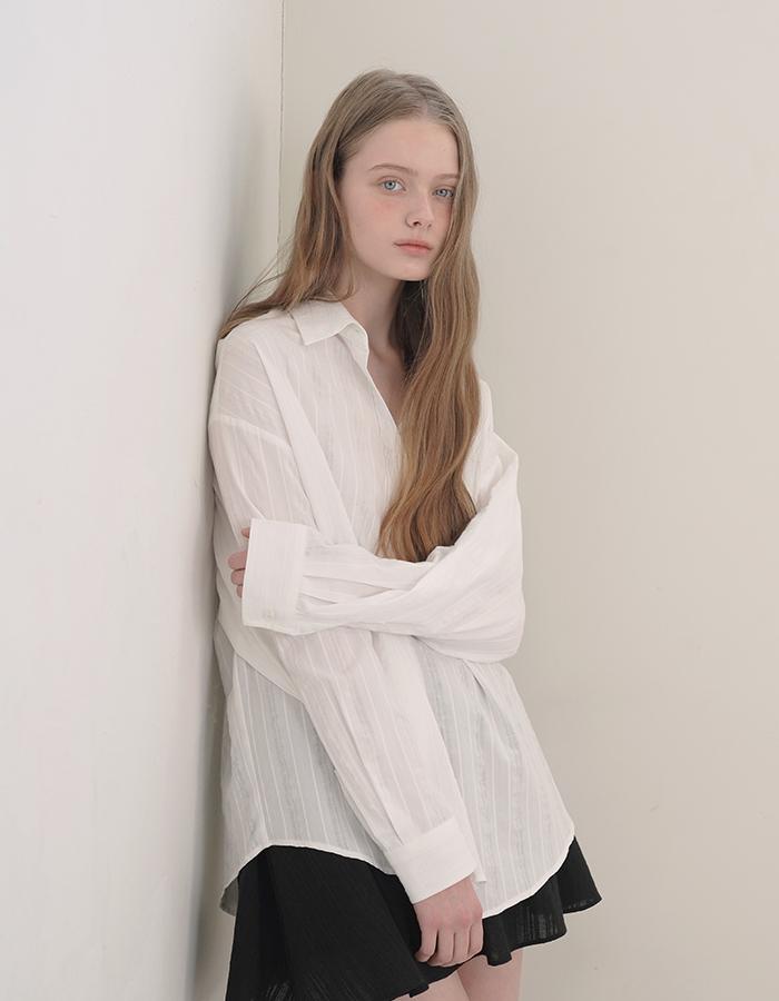 Venia stripe shirt_ivory