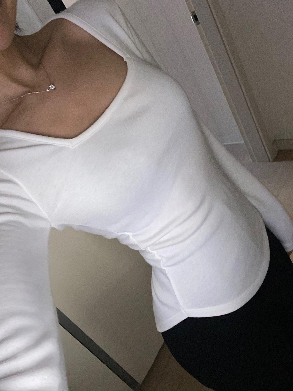 [기본,크롭기장] DAYLIGHT SQUARE UNBAL TEE