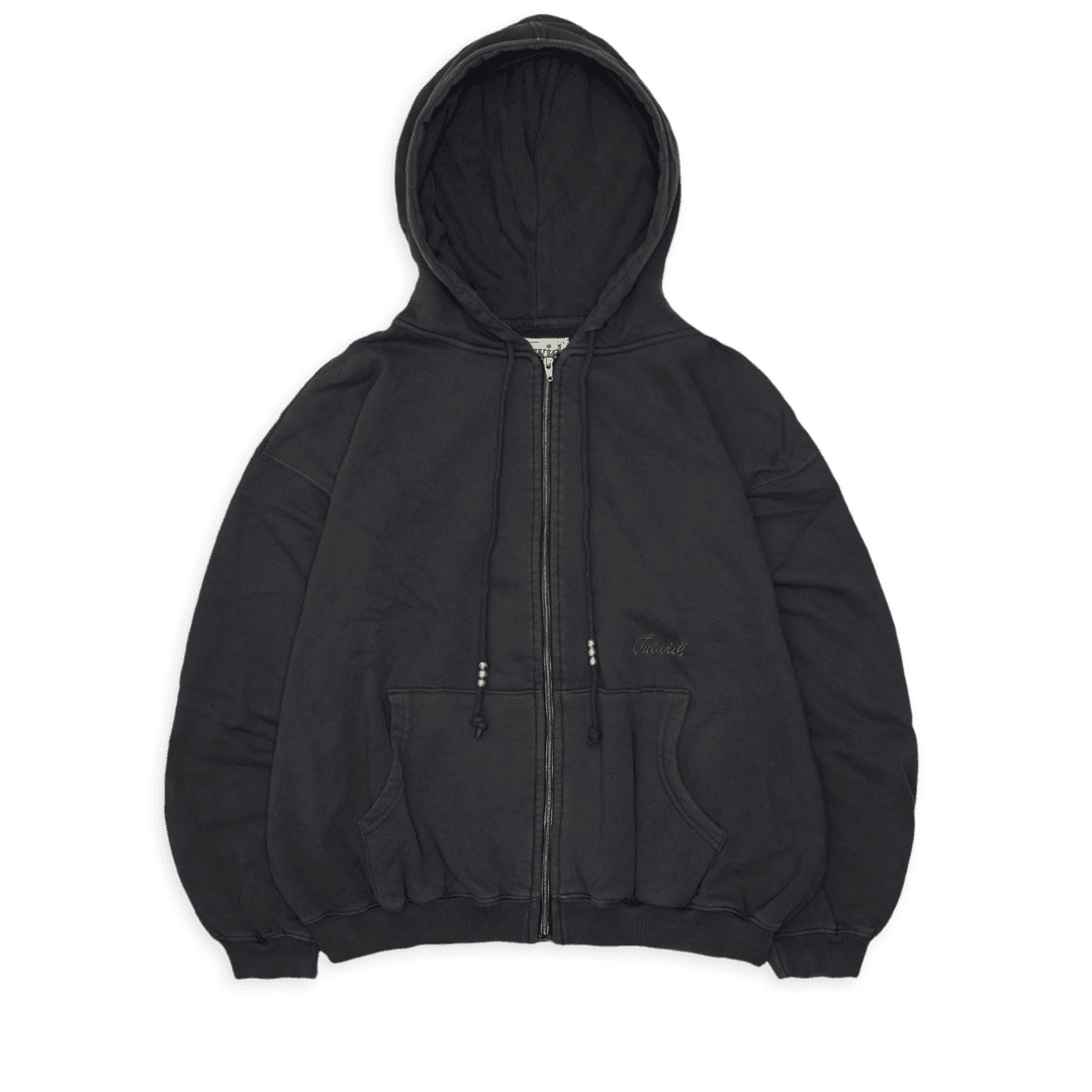 Tuewid logo embroidery set up zip-up in smoke