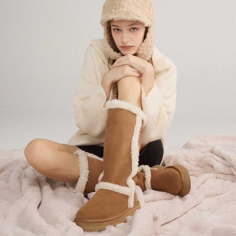 Baekseol long boots_chestnut