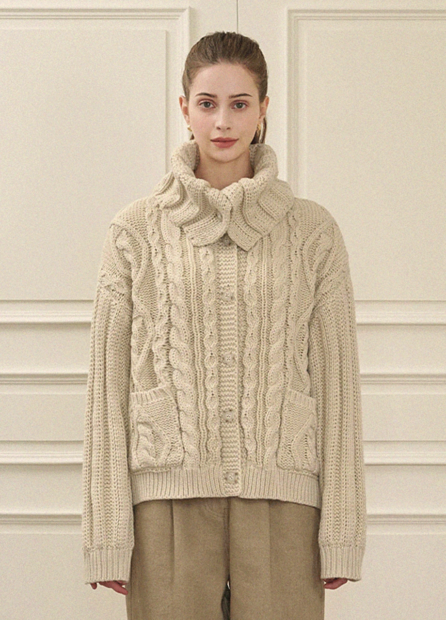 [44-120] Ambient Overfit Cable Cardigan 