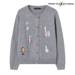 자수 포인트 라운드넥 니트 가디건 (NP4CK011L0)