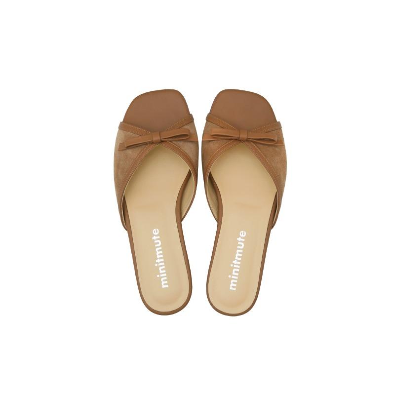 ribbon slipper - suede