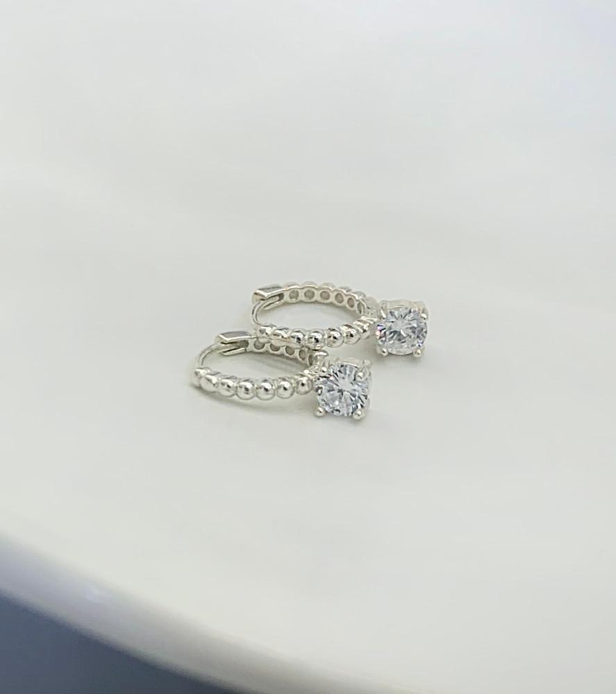 hasto. 925silver 큐빅 볼륨링 원터치 귀걸이