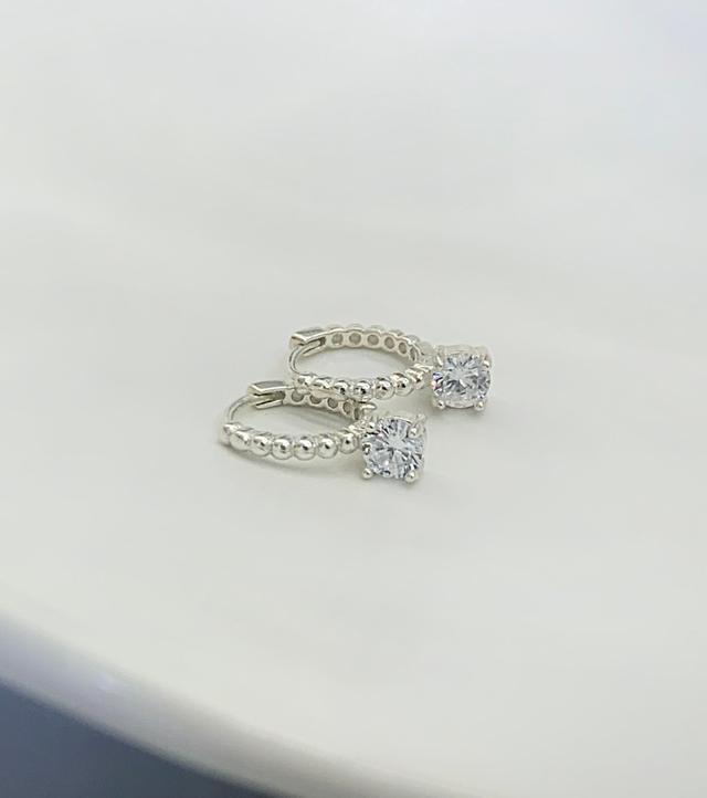 hasto. 925silver 큐빅 볼륨링 원터치 귀걸이