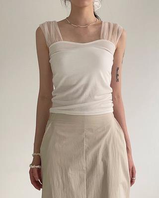 organza shoulder sleeveless (2color)