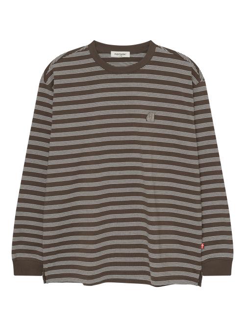스트라이프 긴팔 티셔츠 - U_Brown