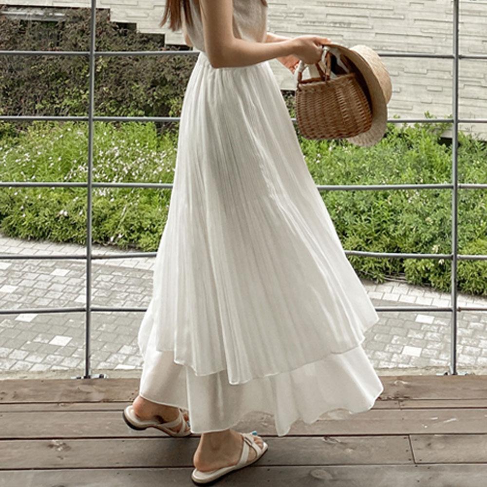 쉬폰캉캉플리츠롱스커트