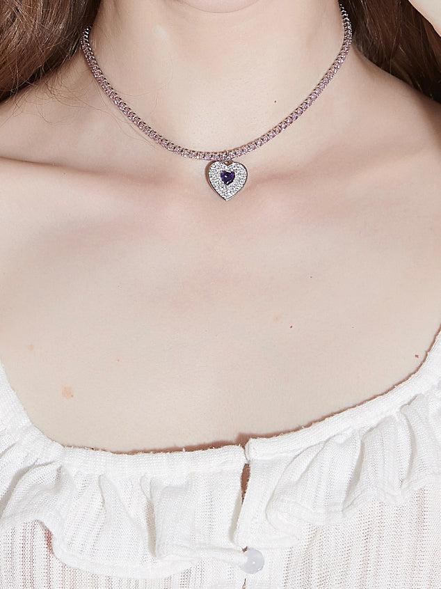 Shiny Heart Y2K Cubic Zirconia Necklace