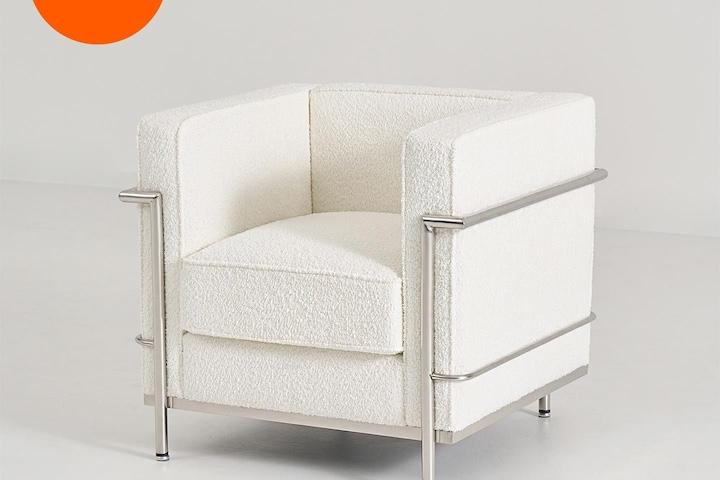 폴 철제 프레임 1인 소파,부클레 패브릭