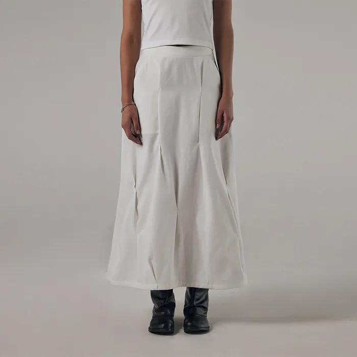Bar-tack Pleated 2-way Fit Skirt [ White ]
