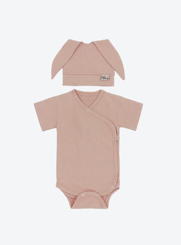 (반팔)배냇저고리바디슈트&다람쥐모자 : 인디핑크