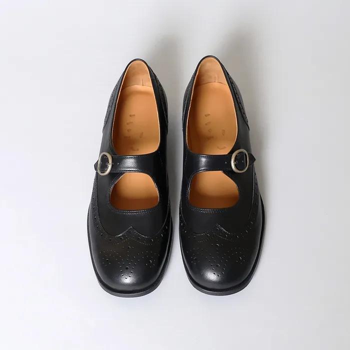 Wingtip Brogue Mary Jane . Black