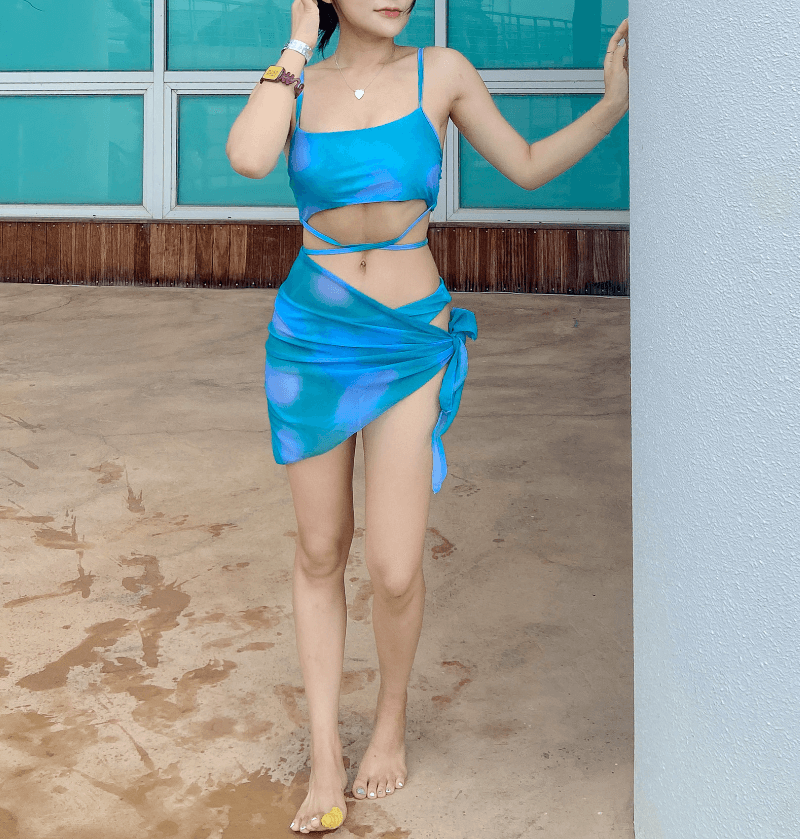 [군살커버!!/당일발송] 몰디브 나염 3피스 비키니 (2colors)