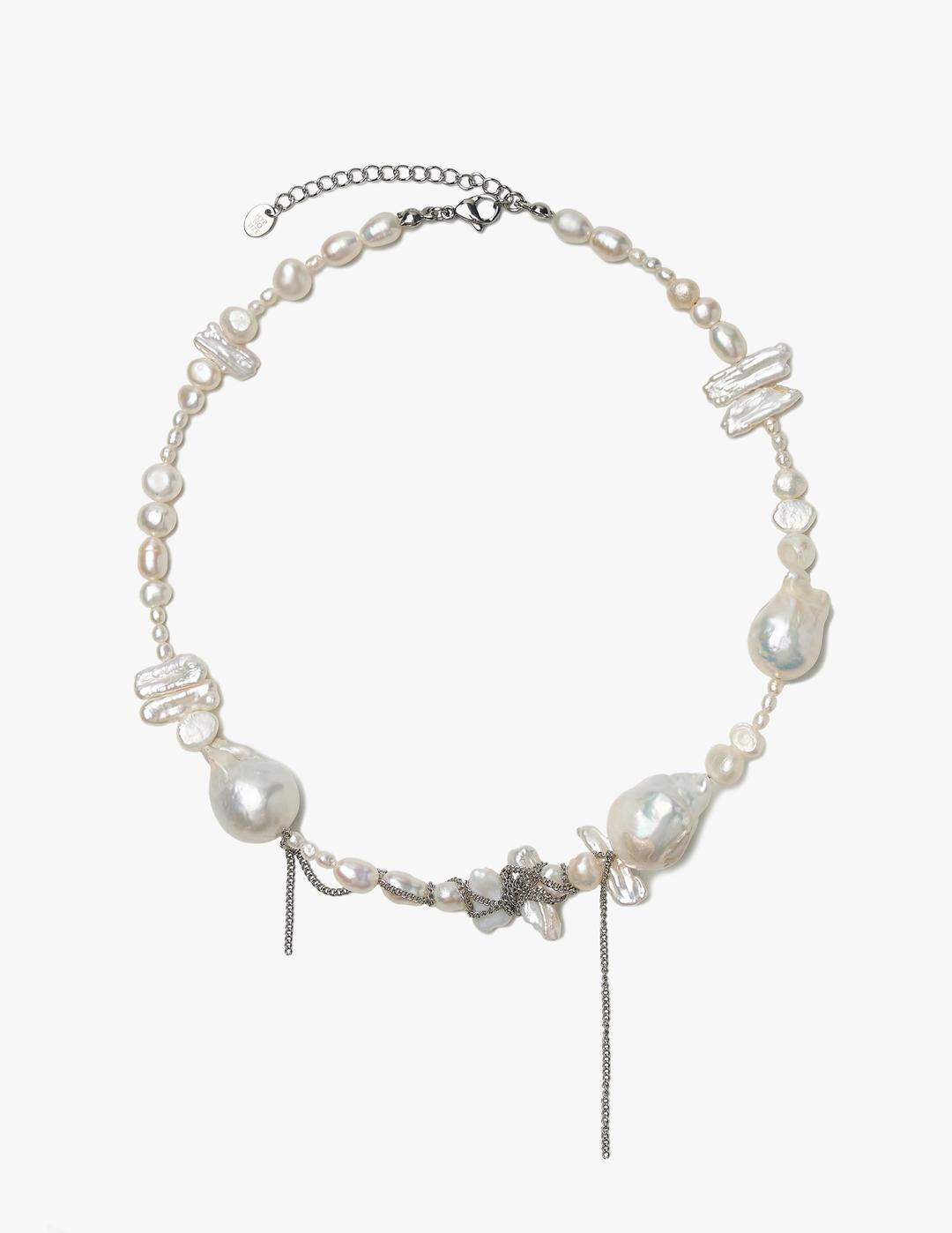 COIL CHAIN PEARL NECKLACE