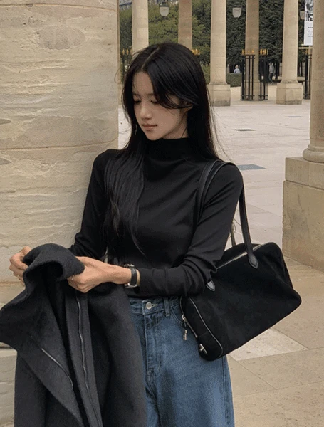 [목짧아도OK/답답함🙅🏻‍♀️/소프트쫀득핏🧀][made] 말랑터치 소프트 반목 폴라 티 (가을/간절기/신상/데일리/데일리룩/출근룩/데이트룩/소프트/쫀득핏/반목/폴라티/이너템)