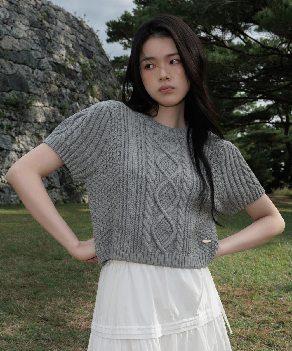 드헤베 Half Sleeve Cable Knit [3color]