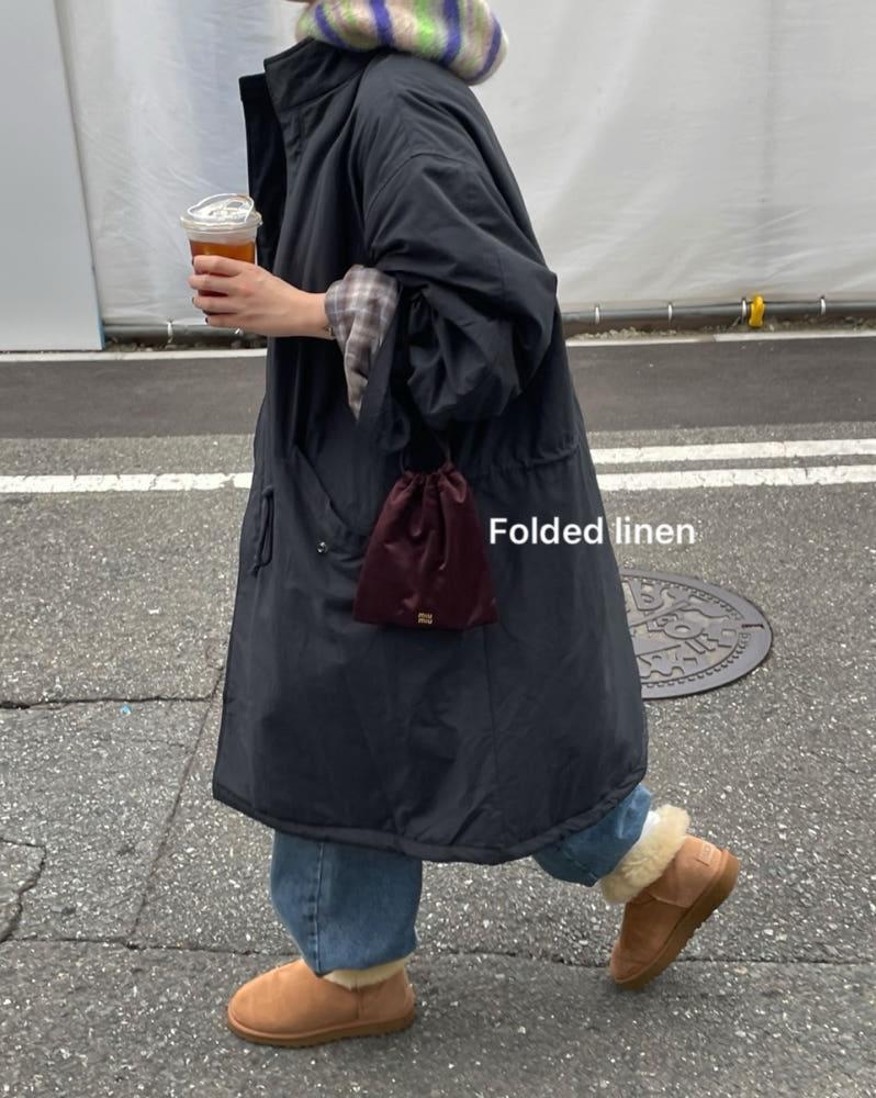 Basket 바스켓 하버 체크 점퍼 하이넥 3온스 하스 솜 본딩 스트링 플리스 체크 배색 롱 점퍼(2color)