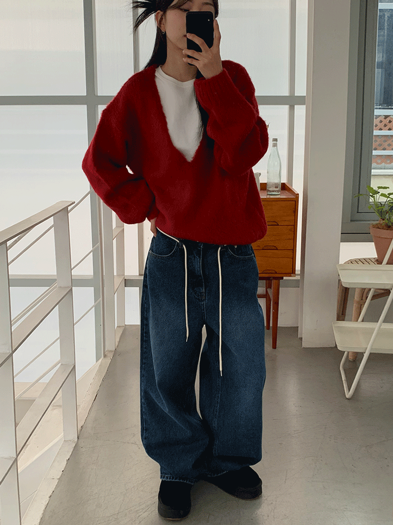 더언더블 Roa string wide jean (denim)