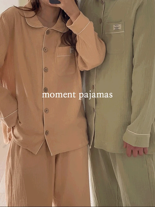 ✨가을신상🍂 H.made✔ 모먼트 요루면 긴팔 봄 가을 잠옷 커플 파자마 세트 5color 직진배송