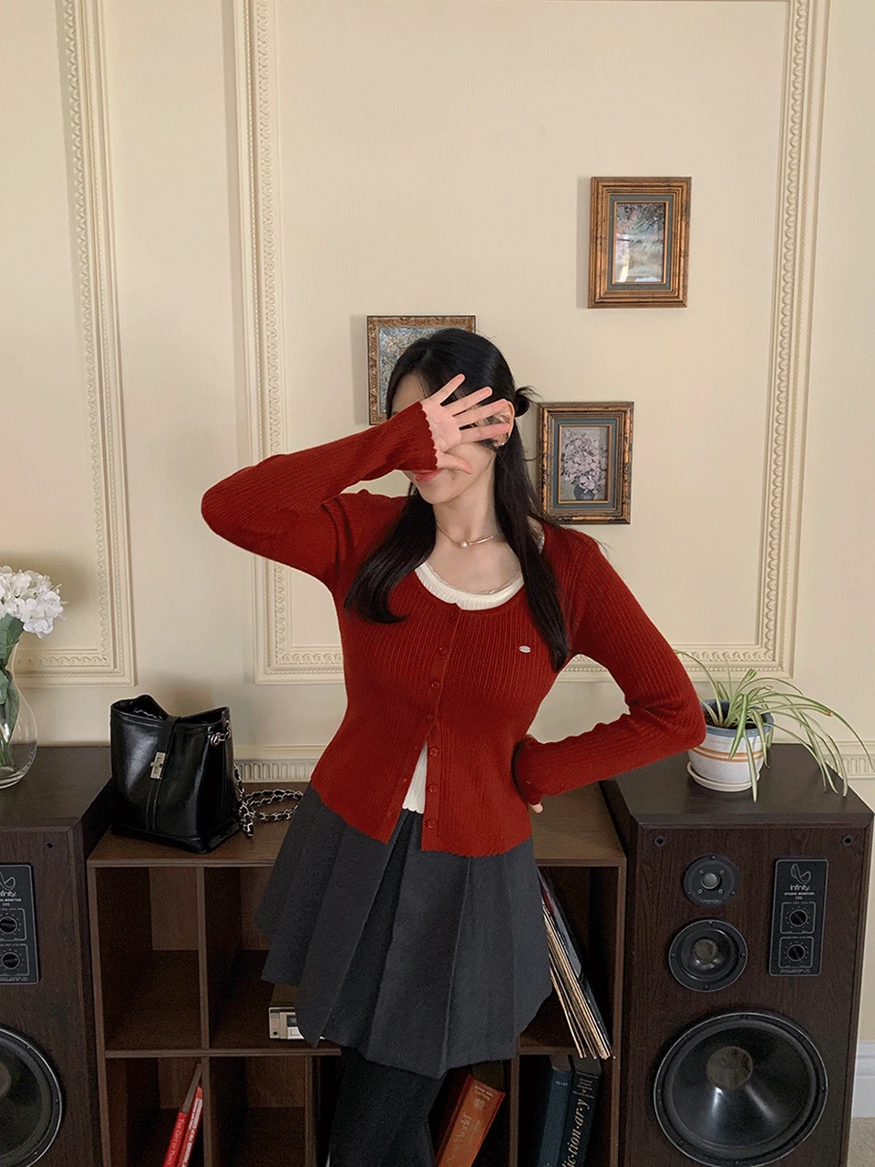 [와인,챠콜 11월28일 배송/슽체형/촉감좋음]소피 레이어드 니트 (4colors)