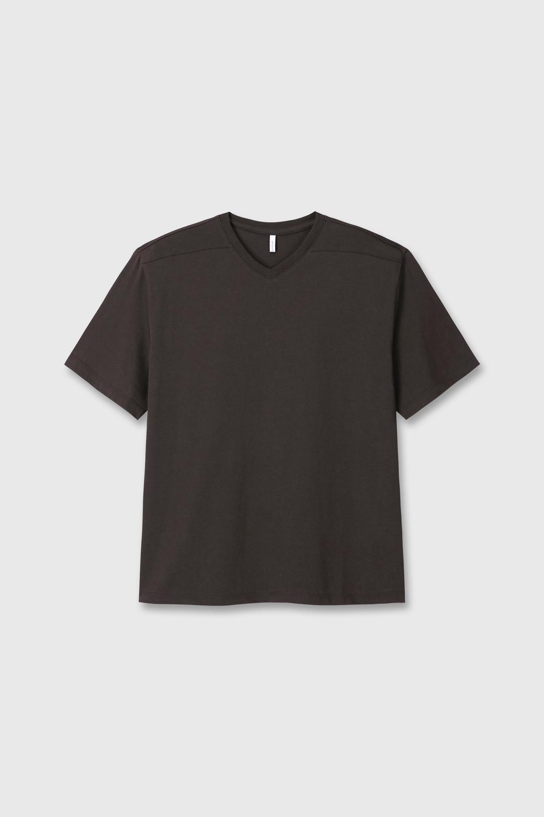 Mono v neck t-shirts(Dark brown)