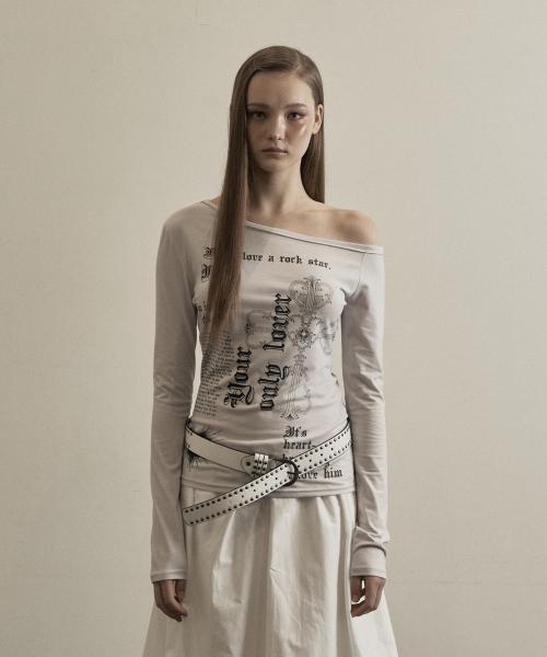 Light gray lover one shoulder long sleeve