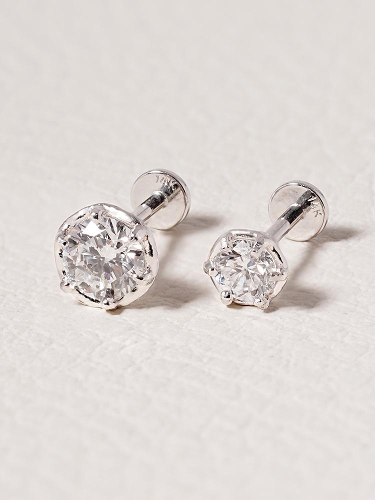 [0.8mm]14K 인터널 랩 다이아몬드 그레이스 라블렛 피어싱 귀걸이 1부 3부