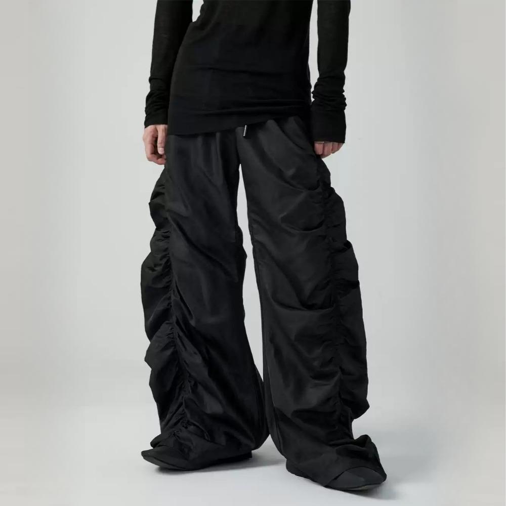 FRKM SCD 셔링 플리츠 드로스트링 캐주얼 나일론 팬츠