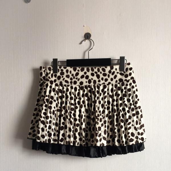 Pattern pleats fleece mini skirt
