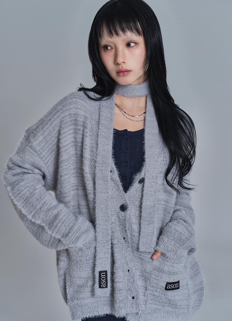 LUCA TIE CARDIGAN / GRAY