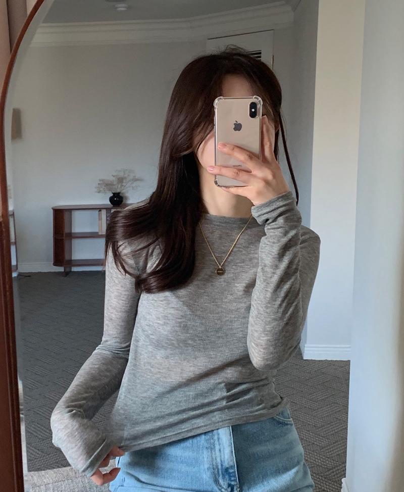 에이치다 [겨울이너티] 에밀리 레이어드 울 텐셀 시스루 봄 가을 긴팔 티셔츠 8color (겨울티/텐셀티/출근룩/ 하객룩/ 롱슬리브리스/ 이너티/ 레이어드티셔츠)