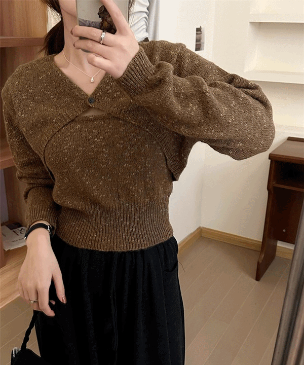 [당일출고🚚]테로 보카시 나시 볼레로 니트 탑 코디세트