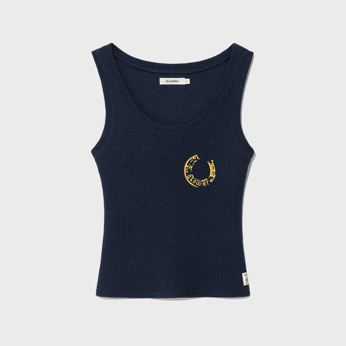 [고윤정 착용] [예약] ROCKY WAFFLE SLEEVELESS TOP (NAVY)