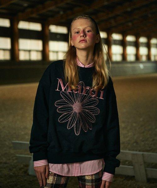 SWEATSHIRT FLOWERMARDI METALLIC NEEDLEWORK_NAVY PINK