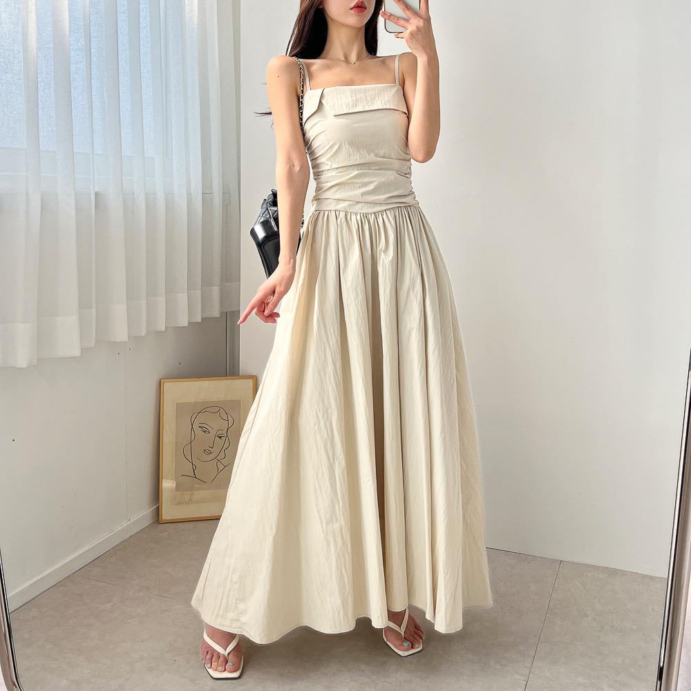 레이디무브 (당일출고 끈조절/가슴허리밴딩) 슬릿 스퀘어넥 셔링 스모크 밴딩 플레어 맥시 롱 원피스 3color 휴양지룩 셀프웨딩