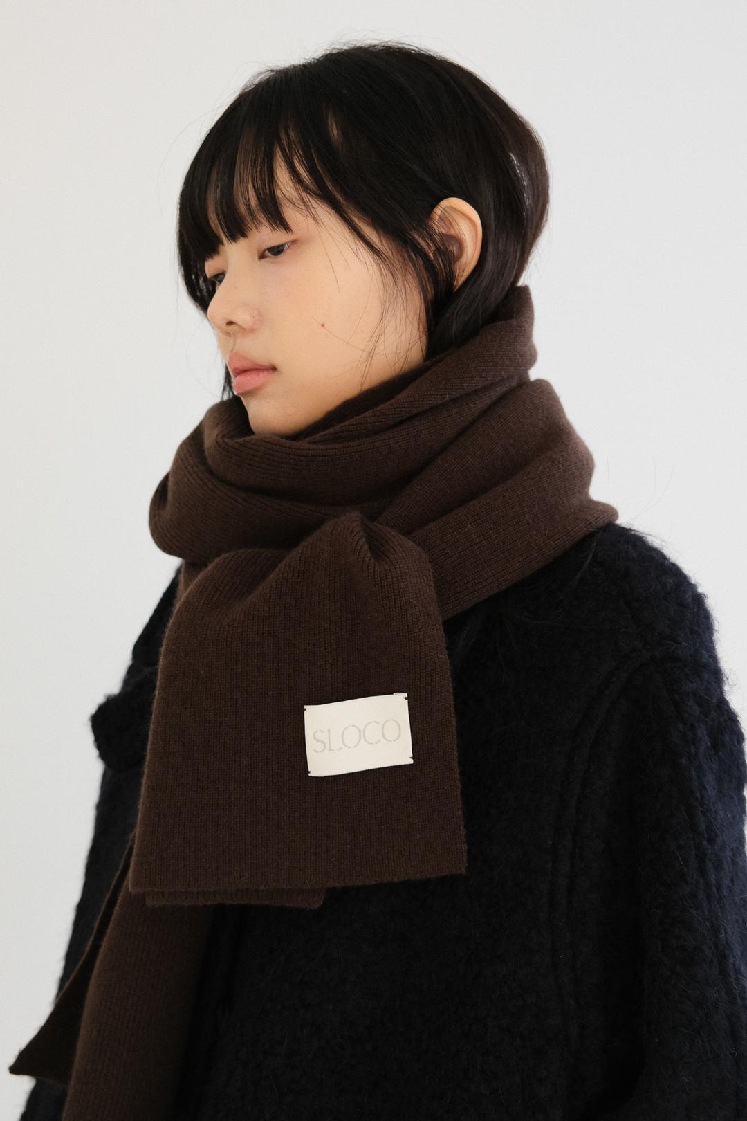 [SLOCO] Jenna cashmere knit muffler, deep brown