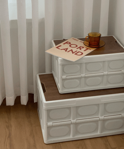 (1+1할인/3size) 포르디 폴딩 접이식 박스 원목 도마 받침 내추럴 접이식 정리함 화장품 보관함 의류 옷정리 수건 수납 정리 캠핑용품 글램핑 야외 피크닉