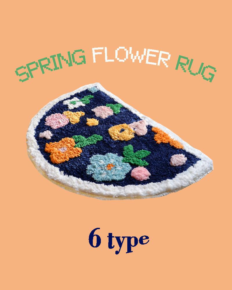 [모모피너츠] 스프링 플라워 귀여운 러그 화장실 안방 침실 화장대 반원 발매트 카페트