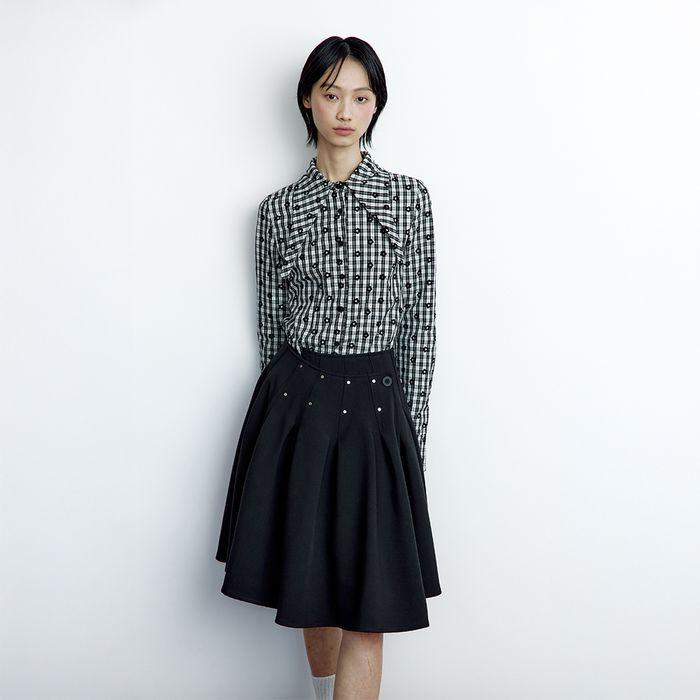 PLEATS WRAP SKIRT BLACK