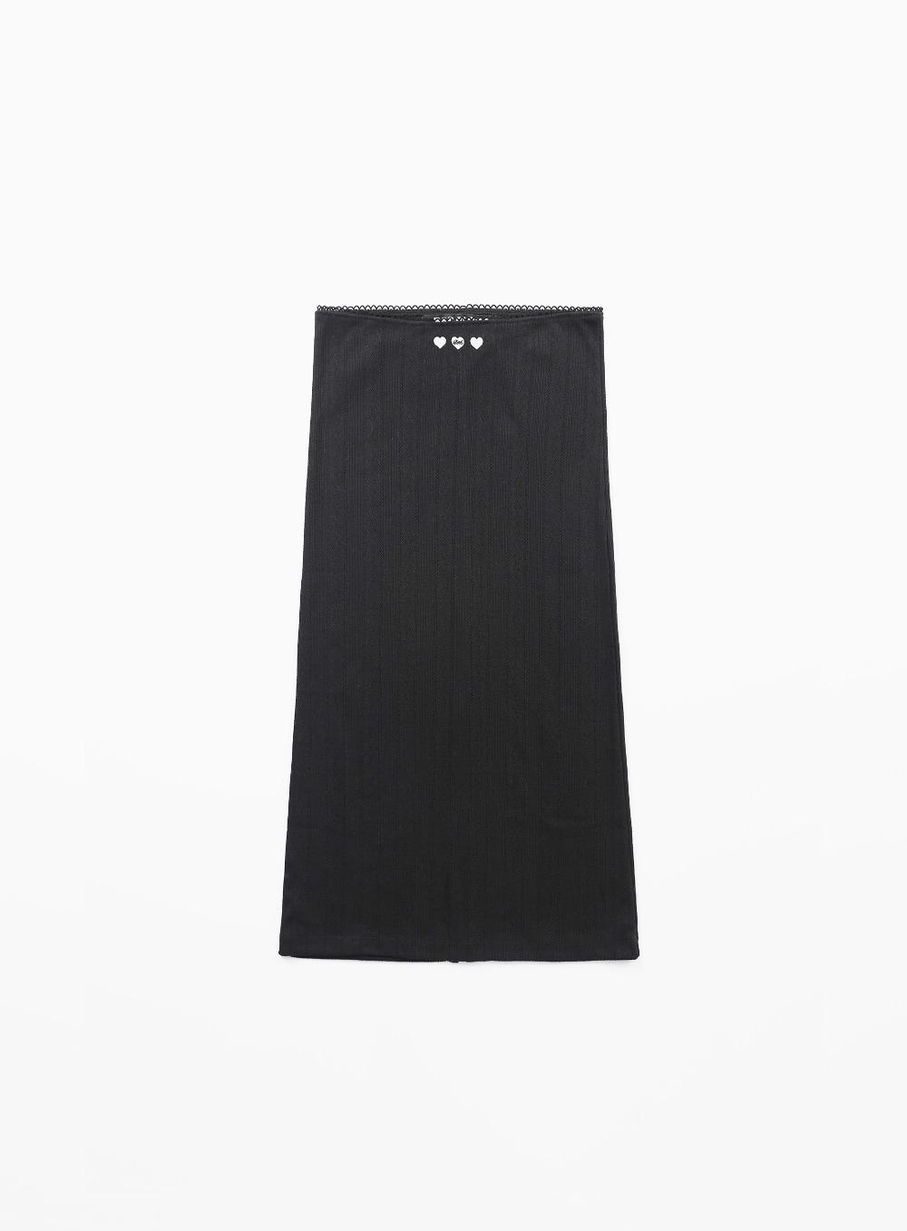 [w-skt24-031] Classic Logo Pointel Midi Skirt - Black