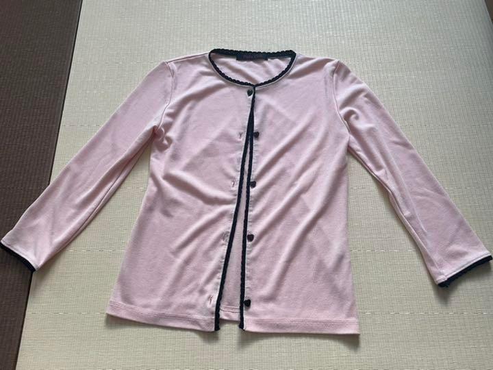 ピンキーガールズ　ハートボタンレースの可愛いピンクカーディガン　M